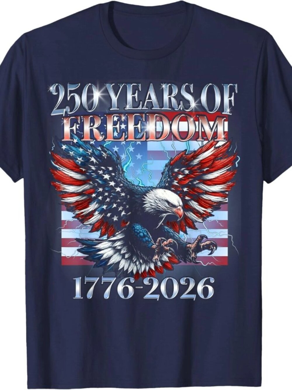 USA 250 Years 1776-2026 Bald Eagle America Flag T-Shirt 79